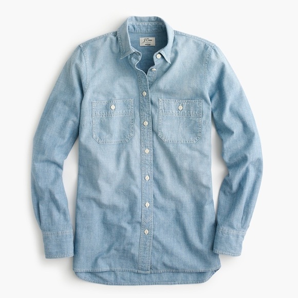 J. Crew Tops - J. Crew Blue Casual Button Down Jean  Shirt / xxs
